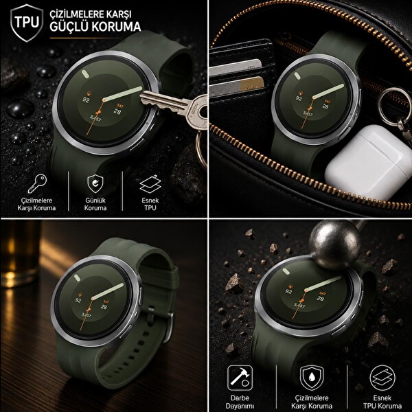Engo Samsung Galaxy Watch 9 44 MM İle Uyumlu Ekran Koruyucu TPU Tam Kaplayan Akıllı Saat Koruması 2 Adet