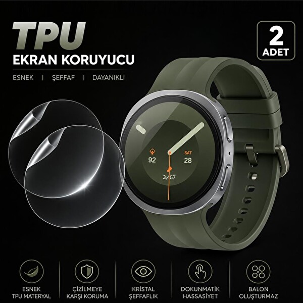 Engo Samsung Galaxy Watch 9 44 MM İle Uyumlu Ekran Koruyucu TPU Tam Kaplayan Akıllı Saat Koruması 2 Adet