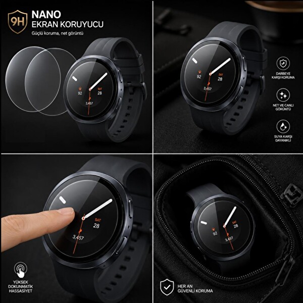 Engo Samsung Galaxy Watch 9 40 MM İle Uyumlu Ekran Koruyucu Nano Parlak Çizilmeye Dayanıklı Akıllı Saat Koruması
