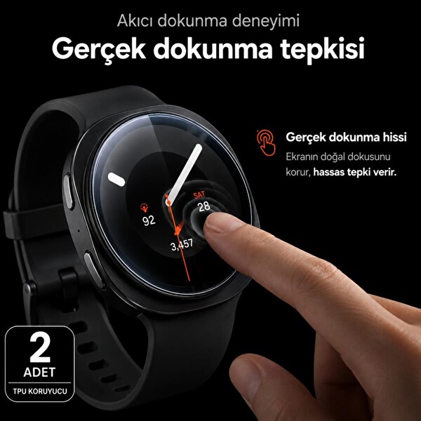 Engo Samsung Galaxy Watch 9 40mm İle Uyumlu Ekran Koruyucu TPU Tam Kaplayan Akıllı Saat Koruması - 2 Adet