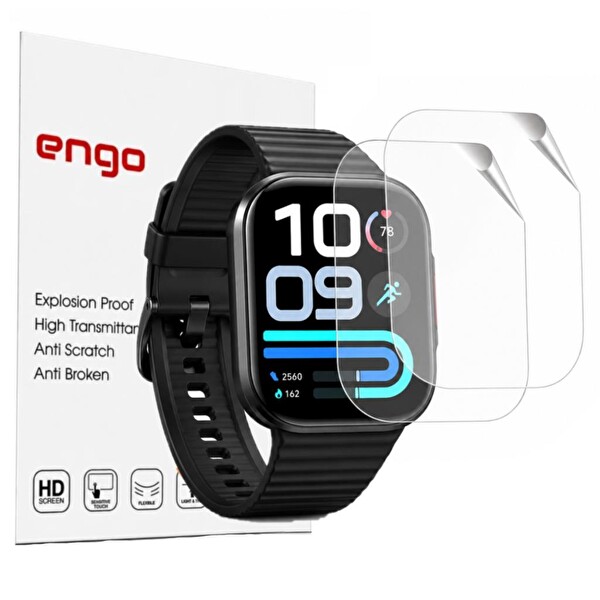 Engo Xiaomi Redmi Watch 6 Lite Uyumlu TPU Ekran Koruyucu Tam Kaplayan Çizilmeye Dayanıklı Şeffaf Koruma 2 Adet