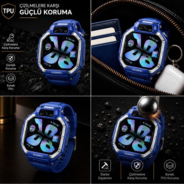 Engo Huawei Watch Kids X1 Uyumlu TPU Tam Kaplayan Akıllı Saat Koruması Çizilmeye Dayanıklı Şeffaf Koruma Ekran Koruyucu - 2 Adet