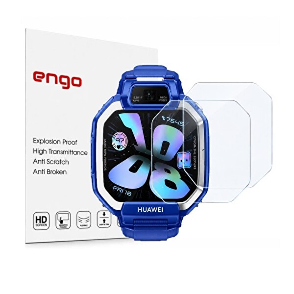 Engo Huawei Watch Kids X1 Uyumlu Nano Parlak Çizilmeye Dayanıklı Akıllı Saat Koruması 9H Kırılmaz Esnek Cam Ekran Koruyucu