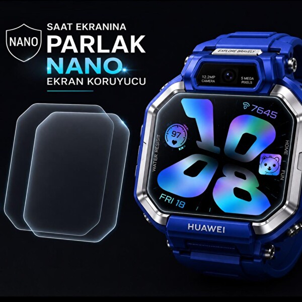 Engo Huawei Watch Kids X1 Uyumlu Nano Parlak Çizilmeye Dayanıklı Akıllı Saat Koruması 9H Kırılmaz Esnek Cam Ekran Koruyucu