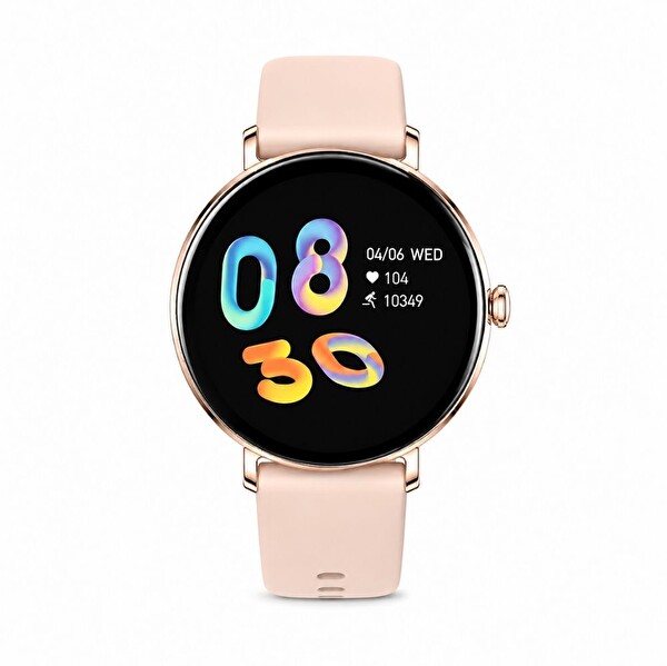 Haino Teko TEKO18 Amoled Ekran Super Slim Tasarım WaterProof 3 Kordonlu Akıllı Saat - Gold Rose