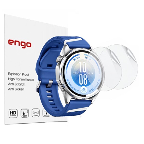 Engo Huawei Watch GT 7 46mm Uyumlu Ekran Koruyucu TPU Tam Kaplayan Şeffaf ve Çizilmeye Dayanıklı - 2 Adet