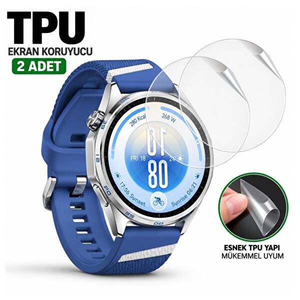 Engo Huawei Watch GT 7 46mm Uyumlu Ekran Koruyucu TPU Tam Kaplayan Şeffaf ve Çizilmeye Dayanıklı - 2 Adet