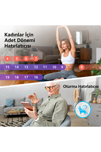 Piyatech Akıllı GPS Fitness Takip Bilekliği - Nabız Uyku Adım ve SOS Özellikli Ekransız Akıllı Bileklik