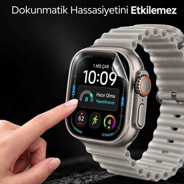 Engo Apple Watch Ultra 4 49mm İle Uyumlu Ekran Koruyucu TPU A3579 Şeffaf Çizilmeye Dayanıklı Esnek Yapı - 2 Adet