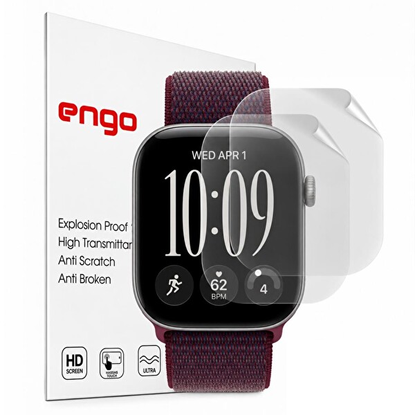 Engo Apple Watch Series 12 46mm İle Uyumlu Ekran Koruyucu A3587 TPU Şeffaf Çizilmeye Dayanıklı Esnek Yapı - 2 Adet