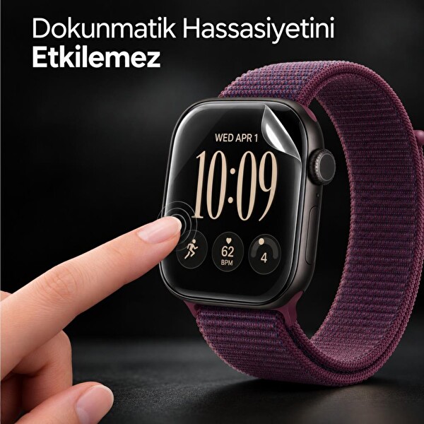 Engo Apple Watch Series 12 46mm İle Uyumlu Ekran Koruyucu A3587 TPU Şeffaf Çizilmeye Dayanıklı Esnek Yapı - 2 Adet