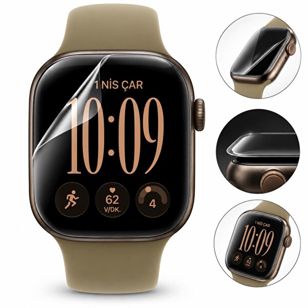 Engo Apple Watch Series 12 42mm İle Uyumlu Ekran Koruyucu TPU A3582 Şeffaf Çizilmeye Dayanıklı Akıllı Saat Koruması - 2 Adet