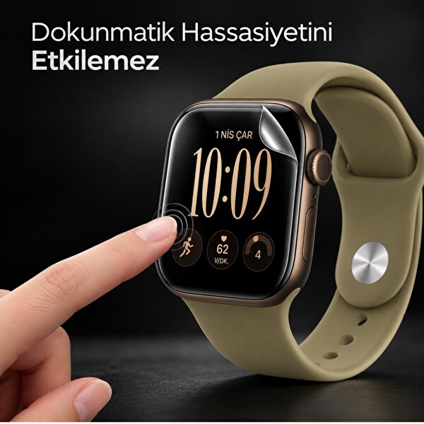 Engo Apple Watch Series 12 42mm İle Uyumlu Ekran Koruyucu TPU A3582 Şeffaf Çizilmeye Dayanıklı Akıllı Saat Koruması - 2 Adet