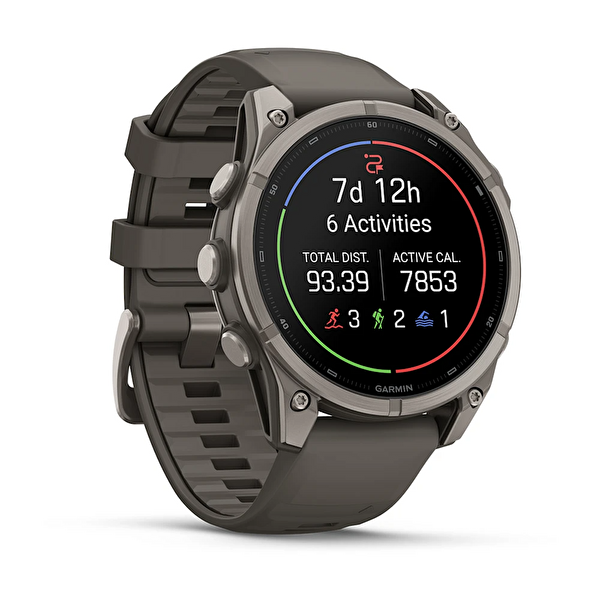 Garmin Fenix 9 47 MM Titanyum Çakıl Grisi Silikon Kayışlı Akıllı Saat