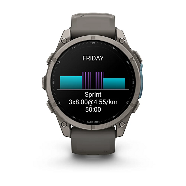 Garmin Fenix 9 47 MM Titanyum Çakıl Grisi Silikon Kayışlı Akıllı Saat