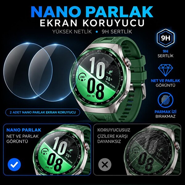 Engo Huawei Watch GT 7 Pro ile Uyumlu Ekran Koruyucu Nano Parlak Çizilmeye Dayanıklı Akıllı Saat Koruması