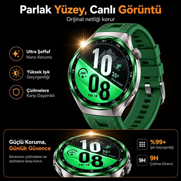 Engo Huawei Watch GT 7 Pro ile Uyumlu Ekran Koruyucu Nano Parlak Çizilmeye Dayanıklı Akıllı Saat Koruması
