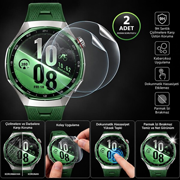 Engo Huawei Watch GT 7 Pro İle Uyumlu Ekran Koruyucu TPU Tam Kaplayan Şeffaf - Çizilmeye Dayanıklı Akıllı Saat Koruması - 2 Adet