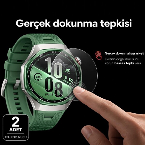 Engo Huawei Watch GT 7 Pro İle Uyumlu Ekran Koruyucu TPU Tam Kaplayan Şeffaf - Çizilmeye Dayanıklı Akıllı Saat Koruması - 2 Adet
