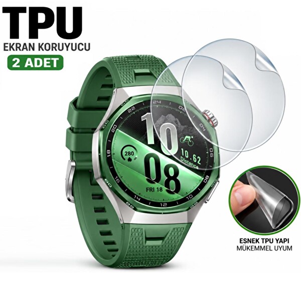 Engo Huawei Watch GT 7 Pro İle Uyumlu Ekran Koruyucu TPU Tam Kaplayan Şeffaf - Çizilmeye Dayanıklı Akıllı Saat Koruması - 2 Adet