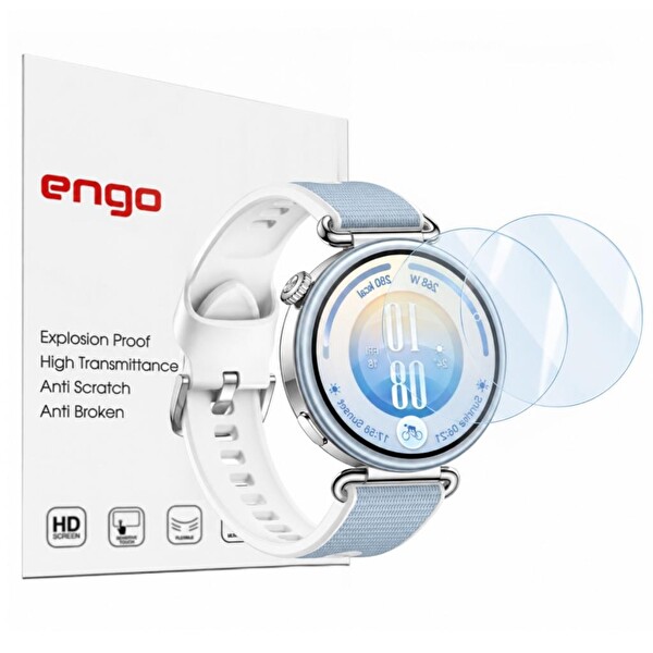 Engo Huawei Watch GT 7 41 MM ile Uyumlu HD 9H Kırılmaz Esnek Camlı Nano Parlak Çizilmeye Dayanıklı Akıllı Saat Koruması