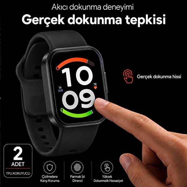 Engo Xiaomi Redmi Watch 6 Active Uyumlu TPU Tam Kaplayan Şeffaf Çizilmeye Dayanıklı Şeffaf Akıllı Saat Koruması - 2 Adet