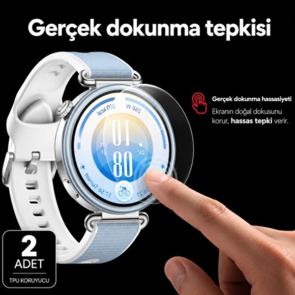 Engo Huawei Watch GT 7 41 MM ile Uyumlu TPU Tam Kaplayan Şeffaf - Çizilmeye Dayanıklı Akıllı Saat Koruması - 2 Adet