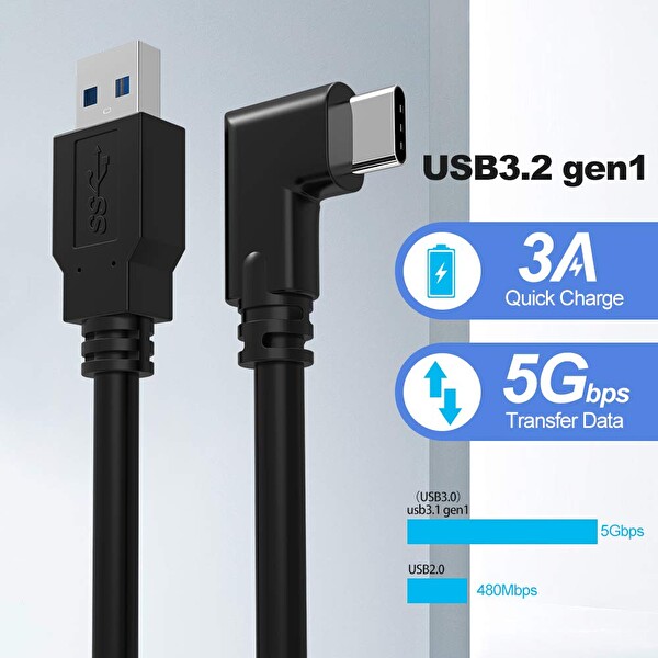 Blue Wings Oculus Quest Link Kablosu 5 Metre VR Gözlük USB 3.2 Type C Kablo VR Kablo