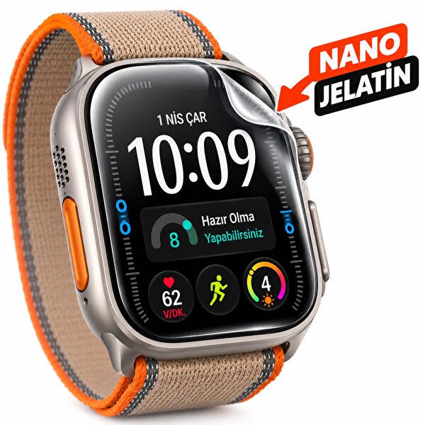 Rova Apple Watch Ultra 4 Uyumlu Şeffaf Ultra Koruyucu Nano Jelatin - 3 Adet