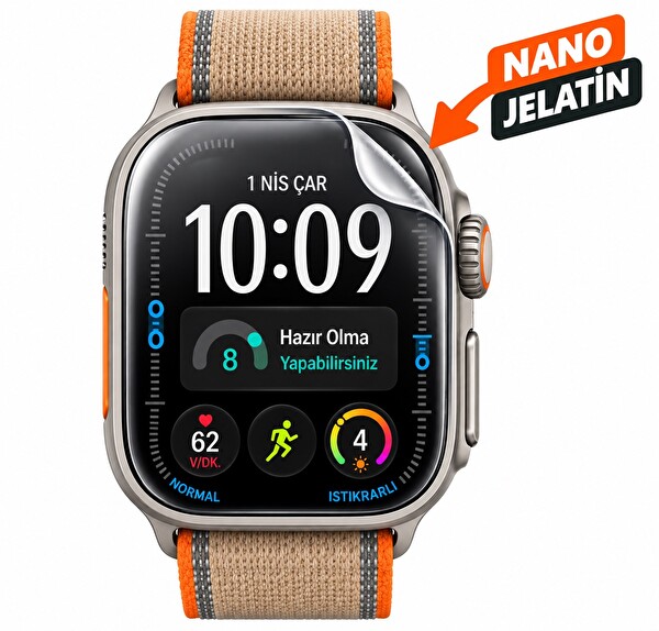 Rova Apple Watch Ultra 4 Uyumlu Şeffaf Ultra Koruyucu Nano Jelatin - 3 Adet