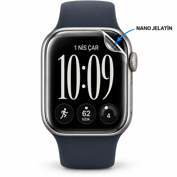 Rova Apple Watch Series 12 46 MM 3 Adet Uyumlu Şeffaf Ultra koruyucu Nano Jelatin