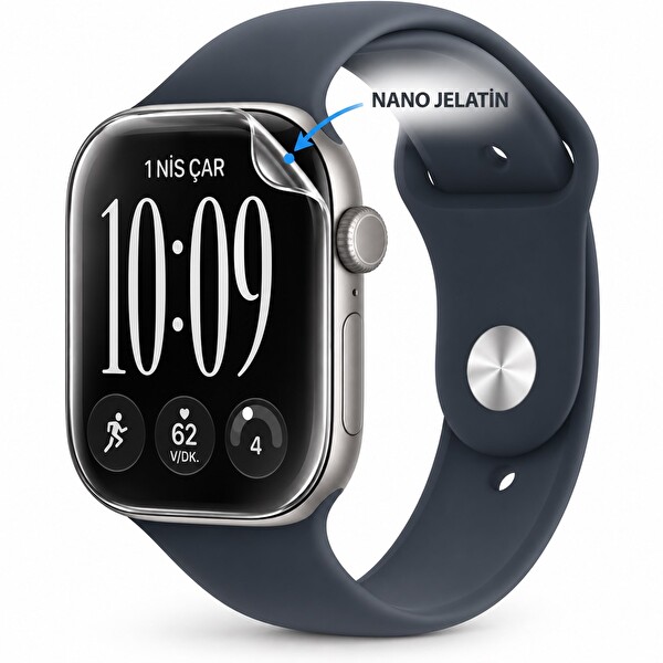 Rova Apple Watch Series 12 46 MM 3 Adet Uyumlu Şeffaf Ultra koruyucu Nano Jelatin