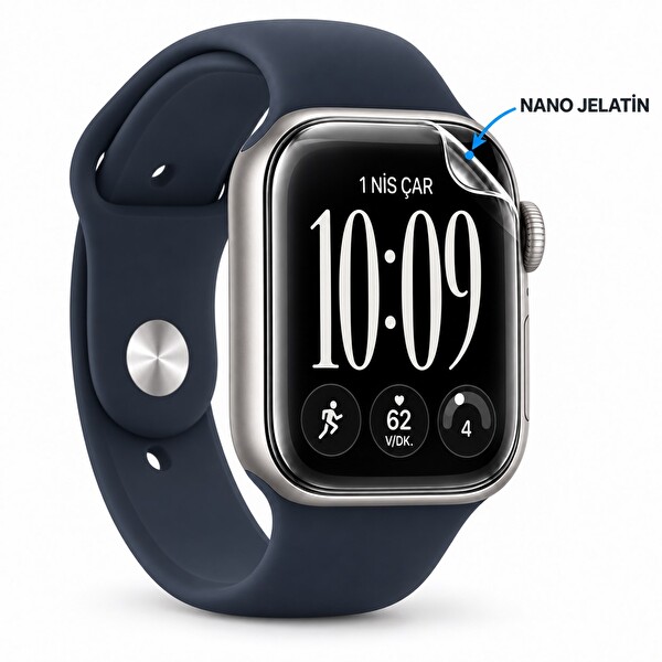 Rova Apple Watch Series 12 46 MM 3 Adet Uyumlu Şeffaf Ultra koruyucu Nano Jelatin