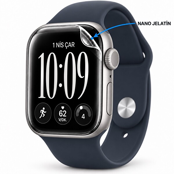 Rova Apple Watch Series 12 46 MM 3 Adet Uyumlu Şeffaf Ultra koruyucu Nano Jelatin