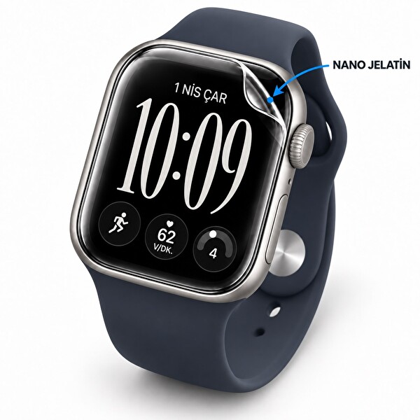 Rova Apple Watch Series 12 46 MM 3 Adet Uyumlu Şeffaf Ultra koruyucu Nano Jelatin