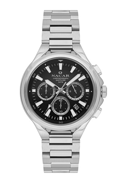 Nacar NC08-29420075-ABM Safir Cam Spor Erkek Kol Saati Gümüş