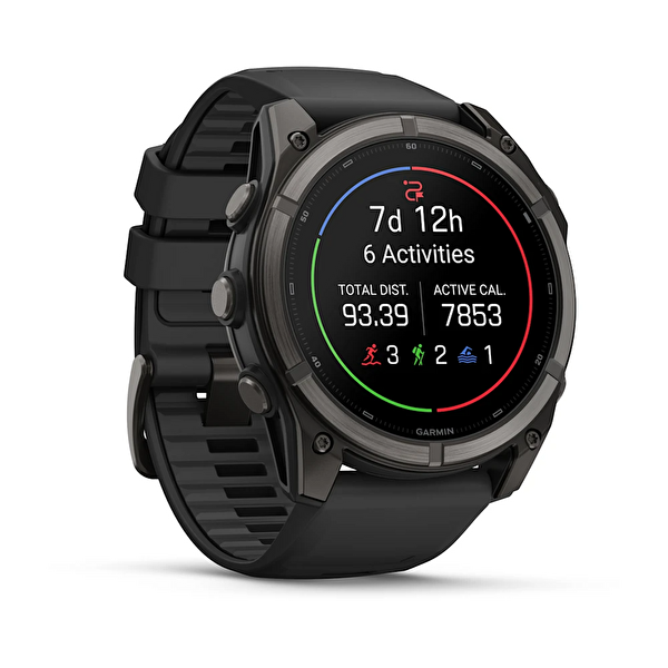 Garmin Fenix 9 51mm DLC Titanyum Siyah Silikon Kayışlı Akıllı Saat