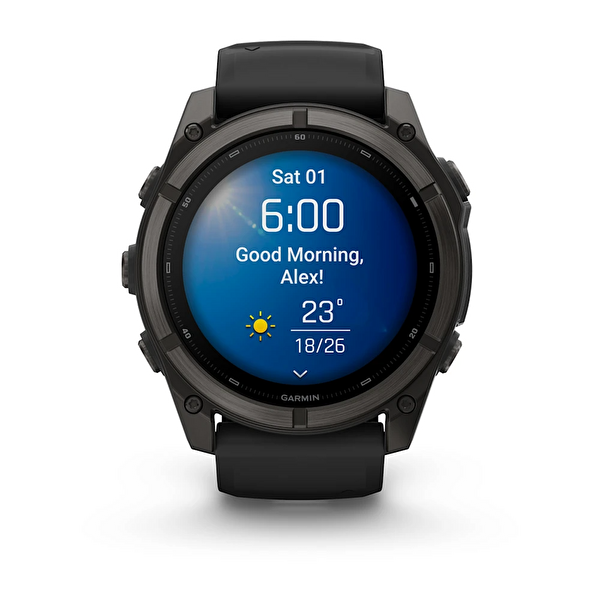 Garmin Fenix 9 51mm DLC Titanyum Siyah Silikon Kayışlı Akıllı Saat