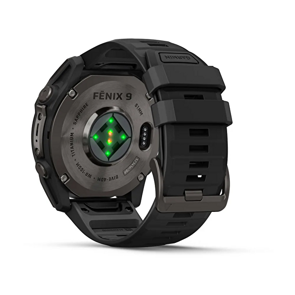 Garmin Fenix 9 51mm DLC Titanyum Siyah Silikon Kayışlı Akıllı Saat