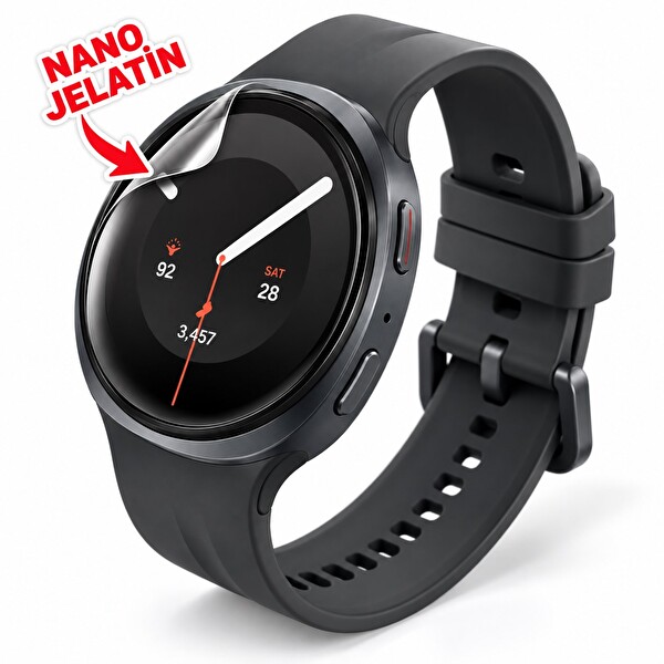 Samsung Galaxy Watch 9 44mm Uyumlu Şeffaf Ekran Koruyucu Nano Jelatin - 3 Adet