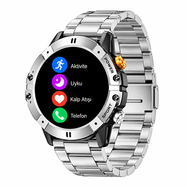 Haino Teko RW-58 Amoled Akıllı Saat Bluetooth Arama 1 ATM Su Geçirmez 3 Kordon Seti Spor Gümüş Kasa