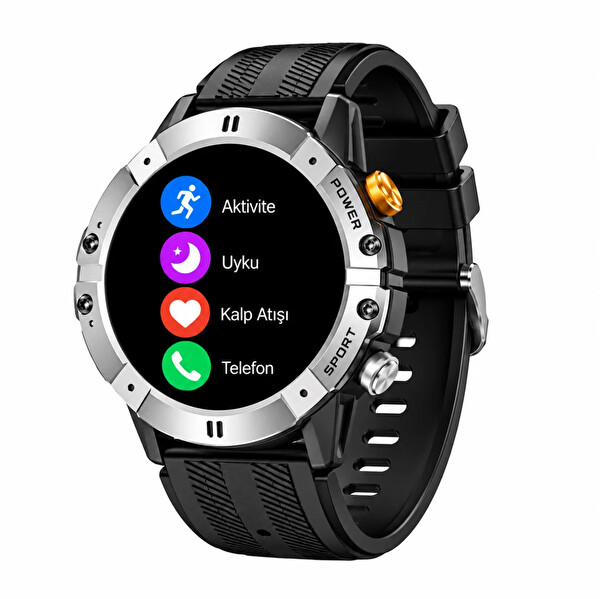 Haino Teko RW-58 Amoled Akıllı Saat Bluetooth Arama 1 ATM Su Geçirmez 3 Kordon Seti Spor Gümüş Kasa