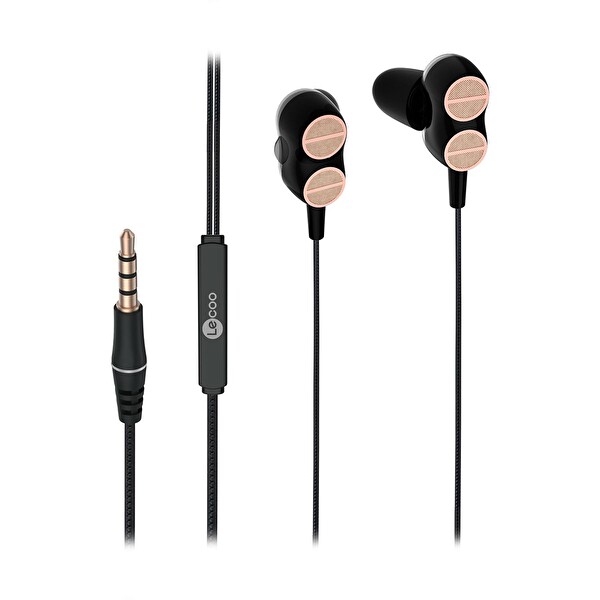 Lecoo EH102 Çift Sürücülü Kablolu Siyah Kulak İçi Kulaklık