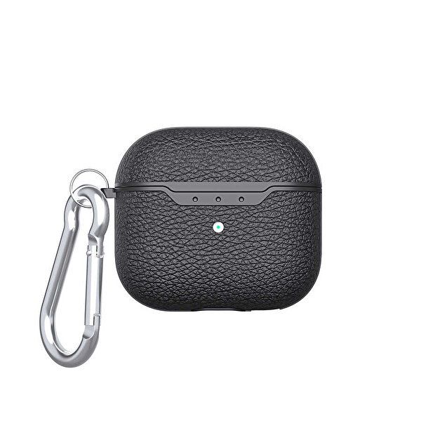 Gpack Gpack Apple AirPods 3. Nesil Deri Görünüm Silikon A03 Siyah Kılıf
