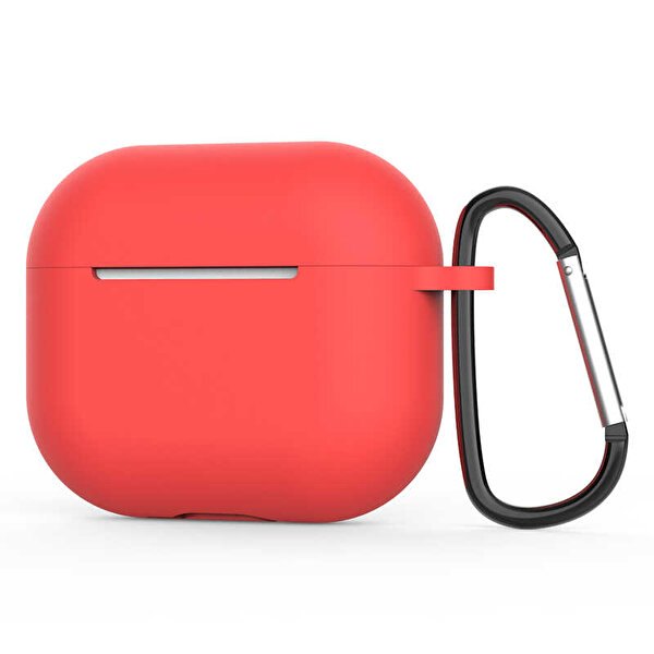 Gpack Apple AirPods 3. Nesil Mat Kancalı Silikon A11 Kırmızı Kılıf