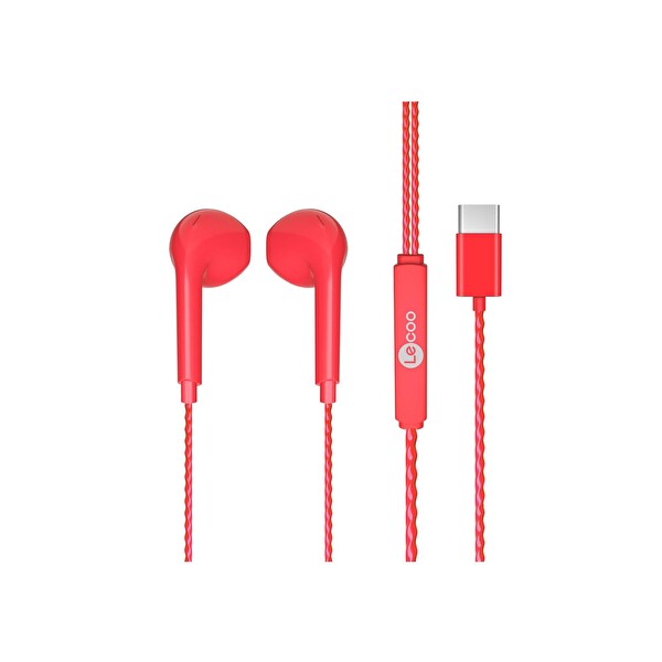 Lecoo EH104 Kablolu Type-C Kırmızı Kulak İçi Kulaklık