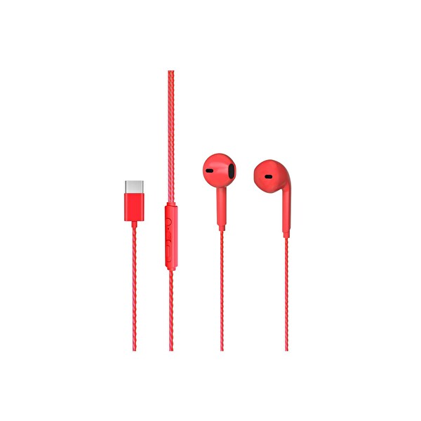 Lecoo EH104 Kablolu Type-C Kırmızı Kulak İçi Kulaklık