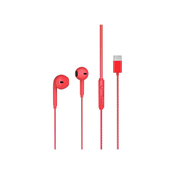 Lecoo EH104 Kablolu Type-C Kırmızı Kulak İçi Kulaklık