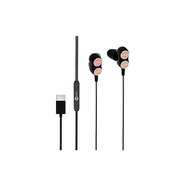 Lecoo EH102 Çift Sürücülü Type-C Kablolu Siyah Kulak İçi Kulaklık