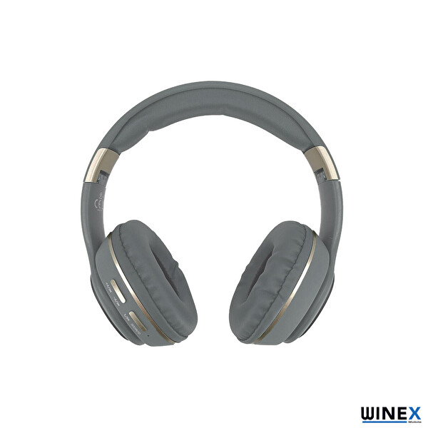 Winex YK Led Mikrofonlu Kulak Üstü Gri Bluetooth Kulaklık